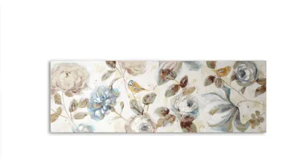 Produktbild von DRW Rechteckiges Bild mit Blumen in Blautönen, 150 x 4 x 50 cm