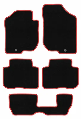 Immagine prodotto di Tappetini in moquette per Kia Carens III 2006-2010 (7 posti) – set 4 pezzi, nero/rosso, su misura – Wielganizator CARLUX