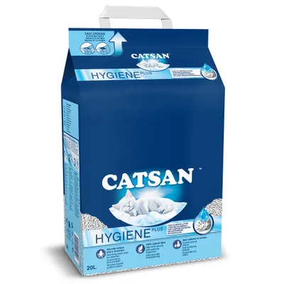 Zdjęcie produktu dla CATSAN Hygiene plus, Granulat, 20 l, Biały, Papierowa torba
