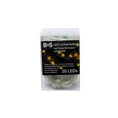 Image de Guirlande lumineuse 20 Star Micro LED blanc chaud fonction minuterie pour l'intérieur