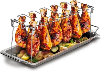 Produktbild von Famanu Grillhalter für Hähnchenbeine - Platzsparendes Grillzubehör aus Edelstahl