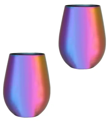 Edelstahl-Becher Set 2er, 470 ml, unzerbrechlich, Regenbogen