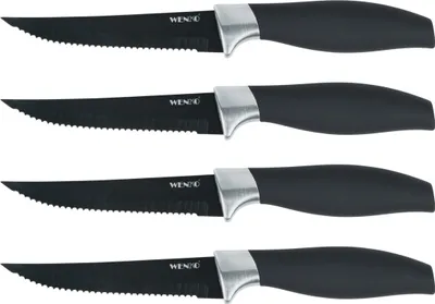 Produktbild von WENKO Edelstahl Steakmesser Otis im vierer Set Schwarz 21,5 x 2,6 x 2 cm