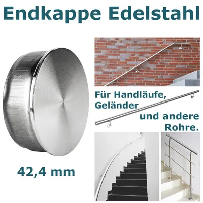 1x Rohrcover Edelstahl, Handlauf vor ziegelwand, tgreppengeländer
