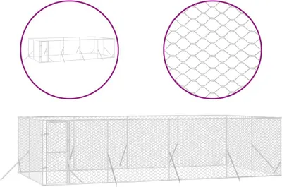 Obrázek produktu pro vidaXL Venkovní psí bouda Silver 8x4x2 m Pozinkovaná ocel