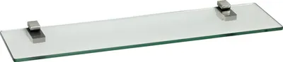 Produktbild von Glasregal 8mm eckig + Clip KUBI Edelstahloptik , Befestigungsclip :Kubi Edelstahloptik, Abmessung:60 x 15 cm, Nachbildung:Klar