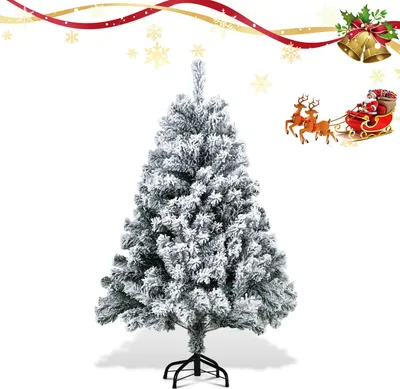Immagine prodotto di Albero di Natale artificiale Izrielar 120 cm con neve, inclusa base in metallo con 340 aghi in PVC, albero di Natale in PVC, bianco