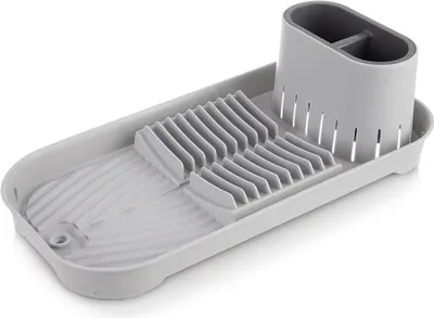 Produktbild von Abtropfgestell mit Besteckhalter, Grau, 39 x 19,5 x 11 cm
