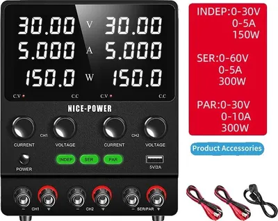 Obrázek produktu pro Stejnosměrný napájecí zdroj, dvoukanálový, vysoce přesný výkon, SPS305-2KD 30 V/5 A, 220 V střídavého proudu