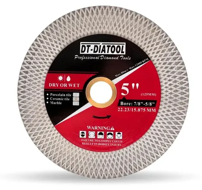 Immagine prodotto di Disco diamantato da 125 mm x 22,23 mm per tagliare porcellana, piastrelle, Vetroceramica e marmo