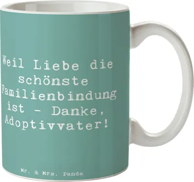 Produktbild von Mr. & Mrs. Panda Kaffeebecher Spruch Danke Adoptivvater - Meeresbrise - Geschenk, Verwandte, Tasse, Adoption, Familienstruktur, Liebe, Keramiktasse, Geburtstage, haferl
