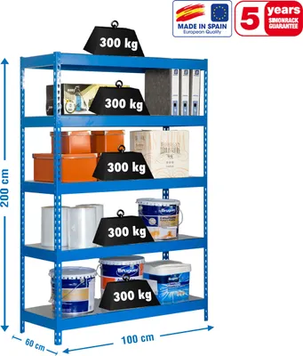 Immagine prodotto di Scaffali in metallo BRICOFORTE 1006-5 METAL BLUE/GALVA