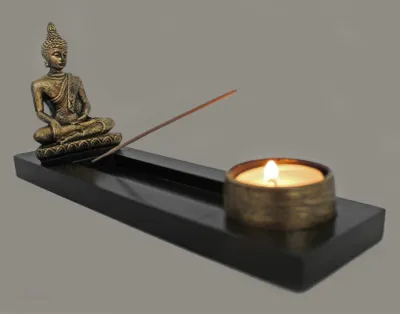 Produktbild von Zen - Garten mit Buddhafigur Teelicht Räucherstäbchen