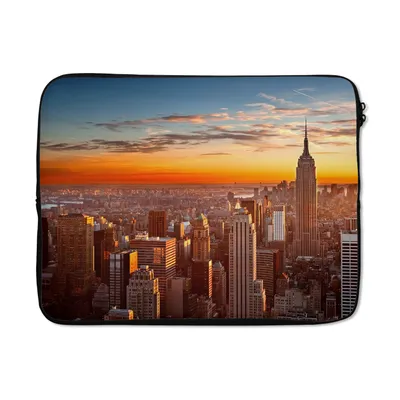 Produktbild von MuchoWow® Laptop Hülle 17 Zoll Laptoptasche Skyline - New York - Sonne - Zipper - Schutzabdeckung