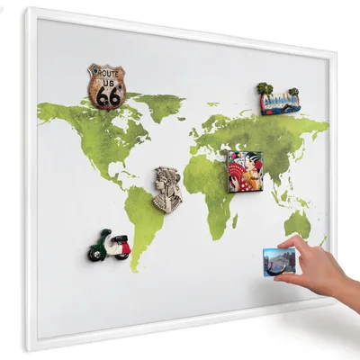 Produktbild von Magnettafel 80x60 cm mit weißem Rahmen - Magnetische Metalltafel, Magnetpinnwand zur Wandmontage für Wohnzimmer, Küche, Flur, Kinderzimmer und Büro - Grüne Karte