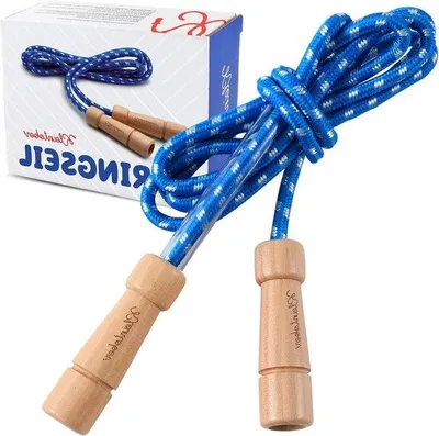 Immagine prodotto di Corda per saltare per bambini, 220 cm, blu, regolabile, con istruzioni
