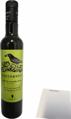 Produktbild von L’Estornell Vea Natives Olivenöl Frühe Ernte 100% Arbequina (500ml Flasche) + usy Block