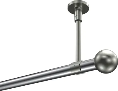 Produktbild von Interdeco Gardinenstange / Vorhangstange Chrom / Edelstahl-Optik, Typ Sonette Luino (Kugel) ohne Ringe, Deckenmontage, 20 mm Ø 1-läufig, 140 cm