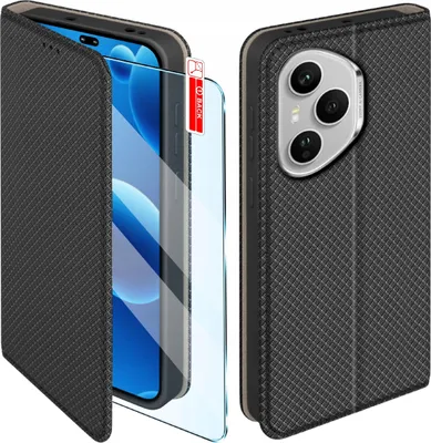 Immagine prodotto di Custodia MAGNET per Honor 400 Pro con chiusura, nera + vetro 9H