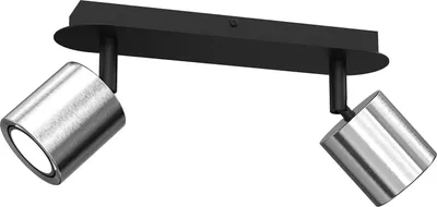 Obrázek produktu pro Černý pásek 2 reflektory stříbrné pohyblivé 2xGU10 8W Demia Luminex