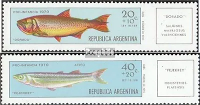 Produktbild von Briefmarken Argentinien 1971 Mi 1079-1080 (kompl.Ausg.) postfrisch Fische