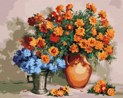 Produktbild von IDEYKA Malen nach Zahlen Blumenumarmung Valentyna Baraniuk 40x50 Stilleben mit Holzrahmen