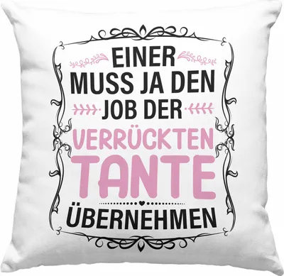Produktbild von Trendation - Verrückte Tante Geschenk Deko-Kissen mit Füllung 40x40 Lustig Spruch (Blau)