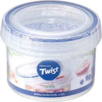 A clear, studio shot of a Lock & Lock Twist food storage container.