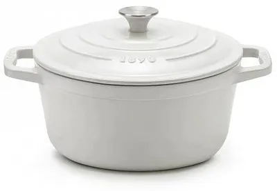 Zdjęcie produktu dla Garnek do duszenia emaliowany żeliwo 25 cm 4 7 l beżowy na wszystkie
