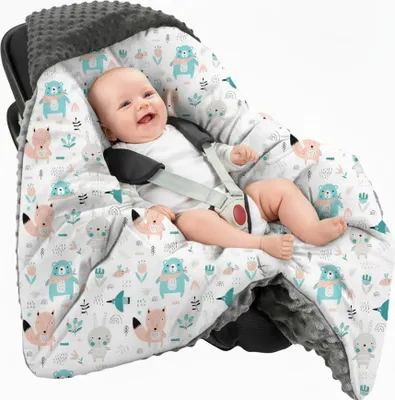 Produktbild von Schlafsack aus weichem Plüsch, 80 x 80 cm, für Autositz, Babytragetuch, Pucktuch - Pastellfarben