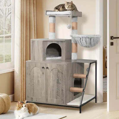 Produktbild von Katzenbaum – Kratzbaum – Katzenmöbel – Katzenhaus – Kratzmöbel für Katzen – 4-in-1, mehrstufiges Design