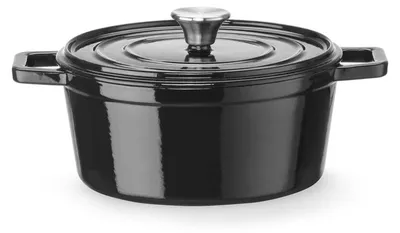 Image de Casserole en fonte émaillée, HENDI, 3,7 L, noire, 317 x 240 x (H) 105 mm