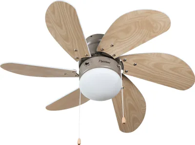Produktbild von Bestron Deckenventilator mit Beleuchtung, 3 Geschwindkigkeitsstufen & große Flügelspannweite von Ø75 cm, inkl. Sommer-/Winterfunktion, 50 W, Farbe: Ahorn/Weiß