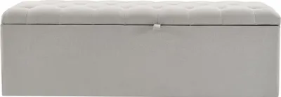 Image de Sweiko Lin, Banc rembourré, 141*41.5*47cm(L*l*H),Banc rembourré, tabouret de lit, banc avec espace de rangement, gris clair