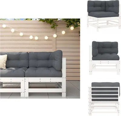 Produktbild von vidaXL Ecksofa mit Kissen Weiß Massivholz Kiefer -  Gartensofaelemente
