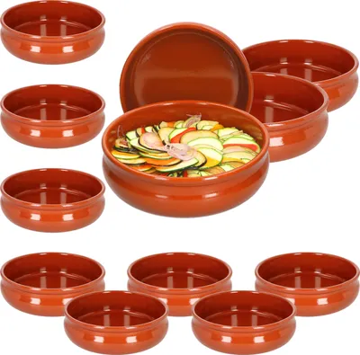 Zdjęcie produktu dla 12x Cazuela miska Berlin bulwiasta gliniana Ø24 cm rozmiar XL śródziemnomorski
