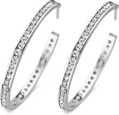 Produktbild von New Bling 9NB-0116 Zilveren oorstekers - zirkonia - halve oorring 30 mm - zilverkleurig