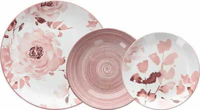 Produktbild von Tognana Porcellane Roselyn Geschirrset 18 Stück(e) Porzellan Pink, Weiß