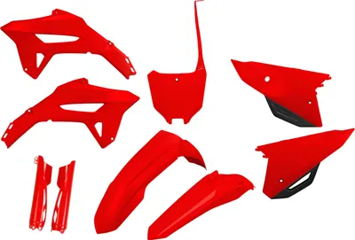 Produktbild von Verkleidungskit UFO PLAST 9-teilig Verkleidungssatz Kunststoff mit Gabelschutz für Honda CRF R X RX 250 / 450 ccm Bj. 2021 - 2024, Farbe:rot / schwarz