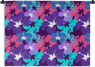 Produktbild von MuchoWow® Wandteppich Wandbehang Tropisch - Blumen - Hawaii - Muster 150x112.50 cm Tapisserie Dekoration Wandtuch - Wanddecke - Wandteppiche