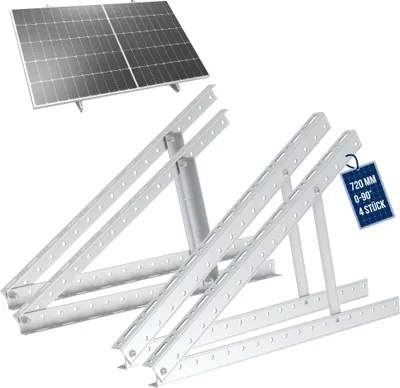 Produktbild von NuaSol Halterung für Solarpanel Solar- & PV-Montagesysteme Aufständerung bis 72 cm Flachdach PV Solarmodul | Verstellbar 0-90° | 4er Set | Aluminium | Montagematerial