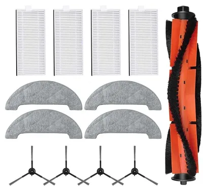 Staubsauger-Zubehörset, 1 Rollbürste, 4 Seitenbürsten, 4 Filter, 4 Wischmopps