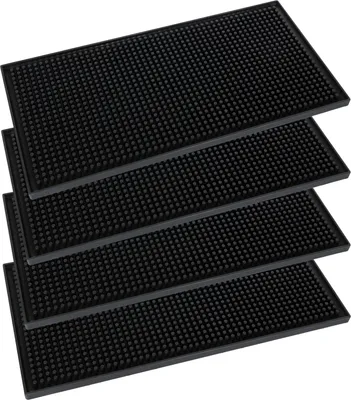 Obrázok produktu pre 4 kusy 15 x 30 cm rohož, čierna gumová rohož, protišmyková rohož pre bar, klub, kuchyňu, reštauráciu
