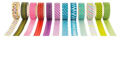 Produktbild von Colorations Washi Tape Bastelset 12 Rollen bunte Muster Papier