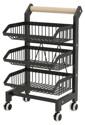 Obrázek produktu pro Mobilní vozík do kuchyně, úsporný, se 3 úrovněmi, černý