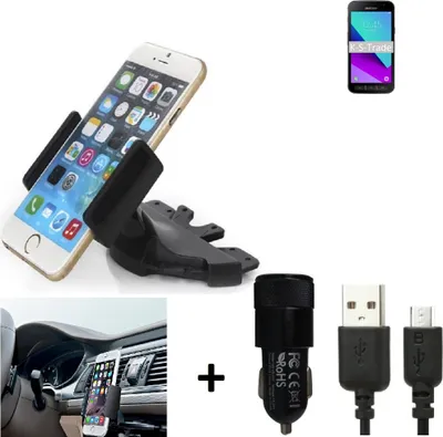 Produktbild von TOP SET K-S-Trade Autohalterung kompatibel mit Samsung Galaxy Xcover 4 CD Schlitz Halterung KFZ-Halter Radio Handy Halterung 360° drehbar DVD-Schacht