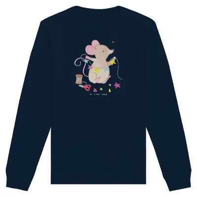Produktbild von Mr. & Mrs. Panda Nachhaltiger Pullover Maus Basteln Größe M - French Navy - Geschenk, Baumwoll, Sweatshirt, Kreatives, DIY, Sweater, Pulli