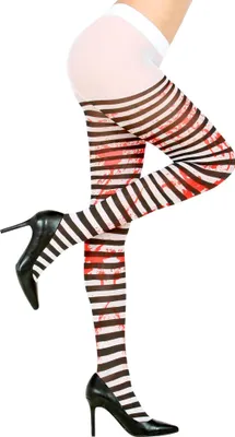 Produktbild von Blutige Schwarz-Weiss Gestreifte Strumpfhose