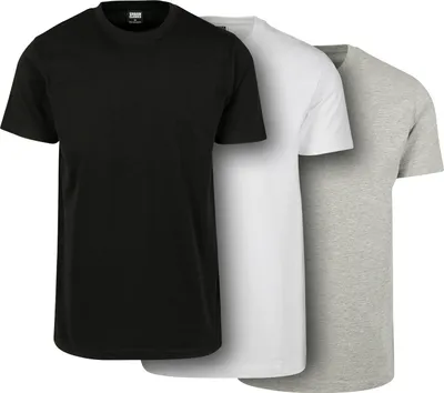 Image de Urban Classics TB2684B | Basic Tee 3-Pack T-shirt Homme - Couleur : Black/White/Grey - Taille : XL