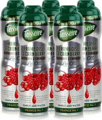 Immagine prodotto di Teisseire Sciroppo per bevande Lampone e mirtillo rosso 0% - 600ml (confezione da 5)
